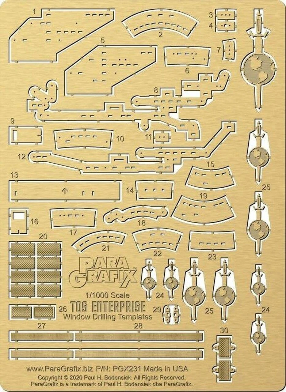 Paragrafix PGX231 - 1/1000 TOS Enterprise Window Drilling Templates For POL908 2 Paragrafix PGX231 - 1/1000 TOS Enterprise Window Drilling Templates For POL908 - Image 2