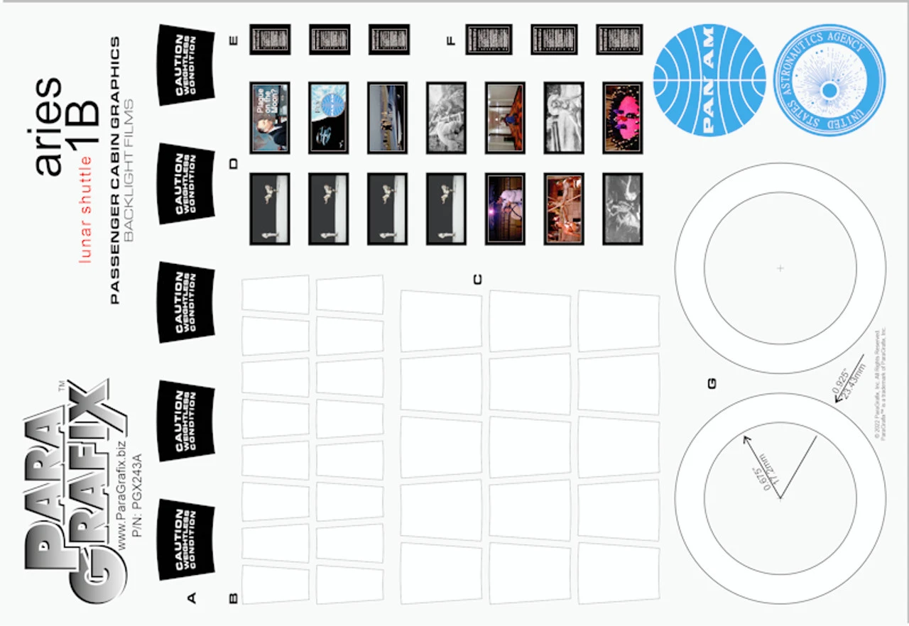 Paragrafix PGX243 - 1/48 Aries 1B Passenger Cabin Graphics 3 Paragrafix PGX243 - 1/48 Aries 1B Passenger Cabin Graphics - Image 3