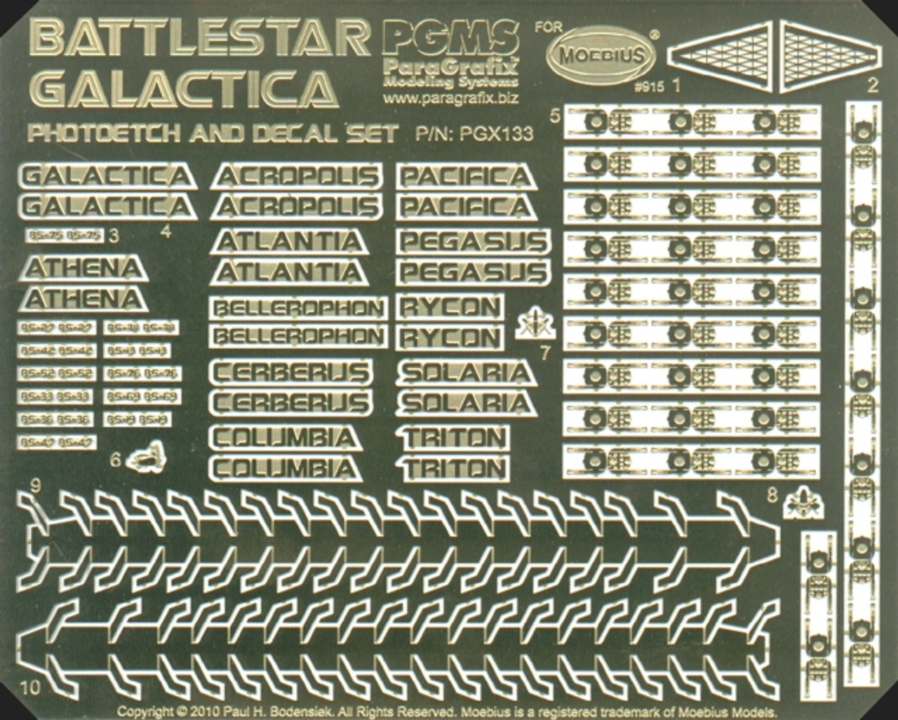 Paragrafix PGX133 - 1/4105 Battlestar Galactica (2003) Photoetch/Decal Set 1 Paragrafix PGX133 - 1/4105 Battlestar Galactica (2003) Photoetch/Decal Set