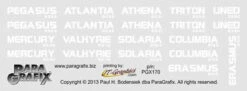 Paragrafix PGX171 - 1/4105 Battlestar Pegasus Registry Decals Sheet