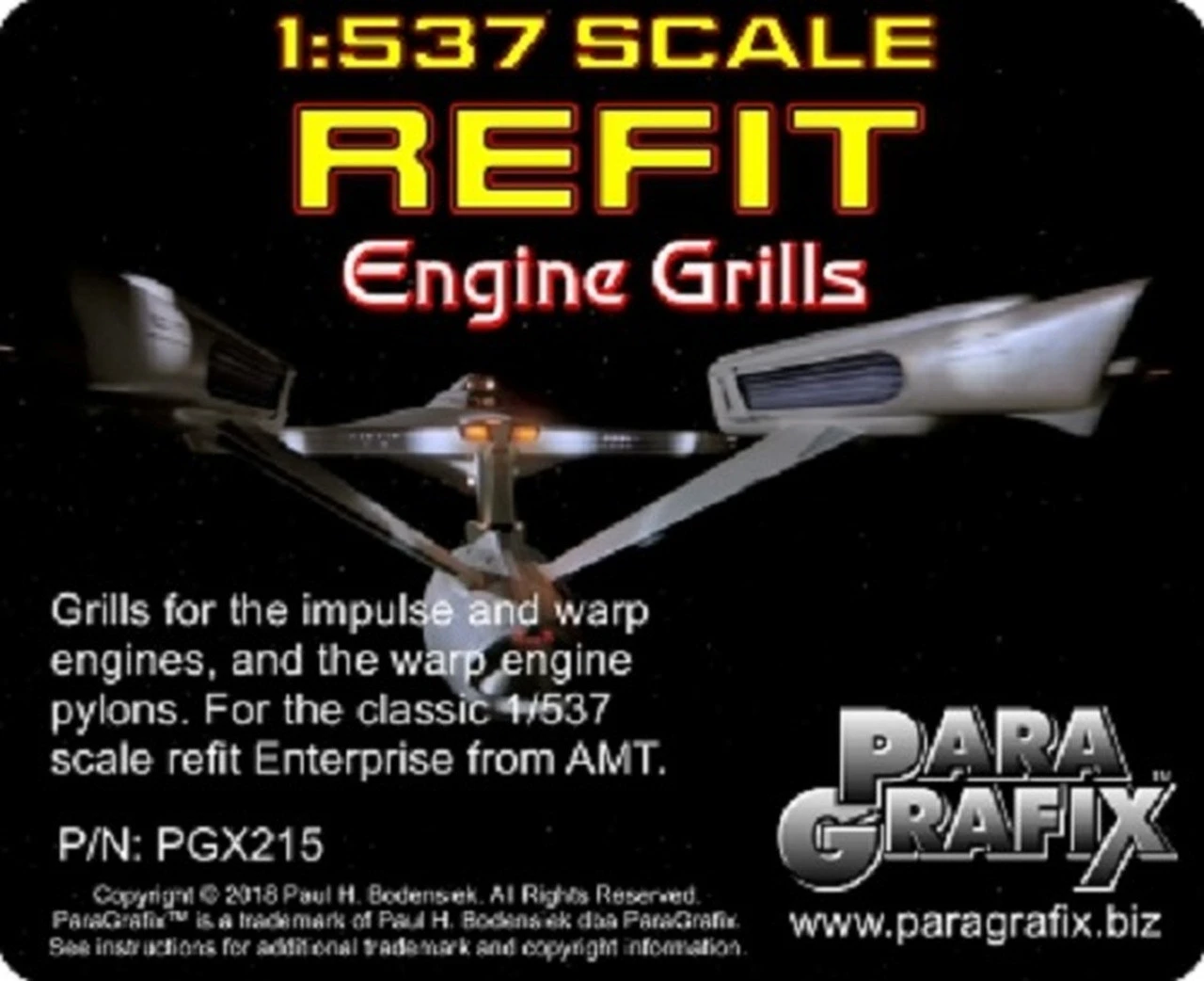 Paragrafix PGX215 - 1/537 Refit Enterprise Engine Grills For AMT1080 1 Paragrafix PGX215 - 1/537 Refit Enterprise Engine Grills For AMT1080