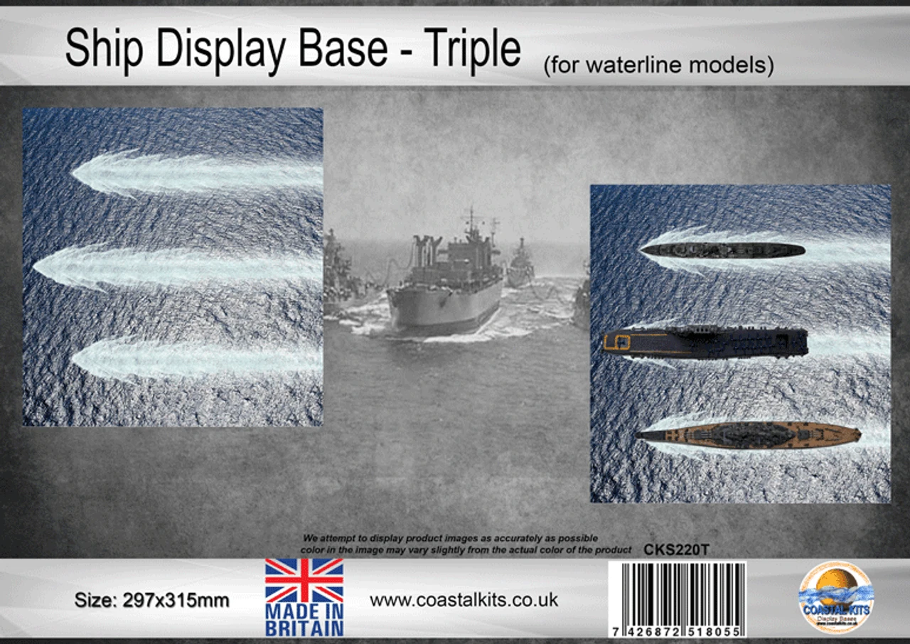 Coastal Kits CKS220T - Ship Display Base - Triple For Waterline Models 1 Coastal Kits CKS220T - Ship Display Base - Triple For Waterline Models