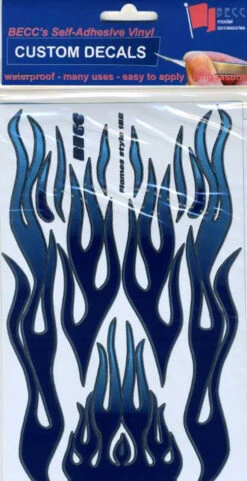 FLAMES BB - Light Blue, Dark Blue And Chrome Flames Type 1 Vinyl Detailing Sheet
