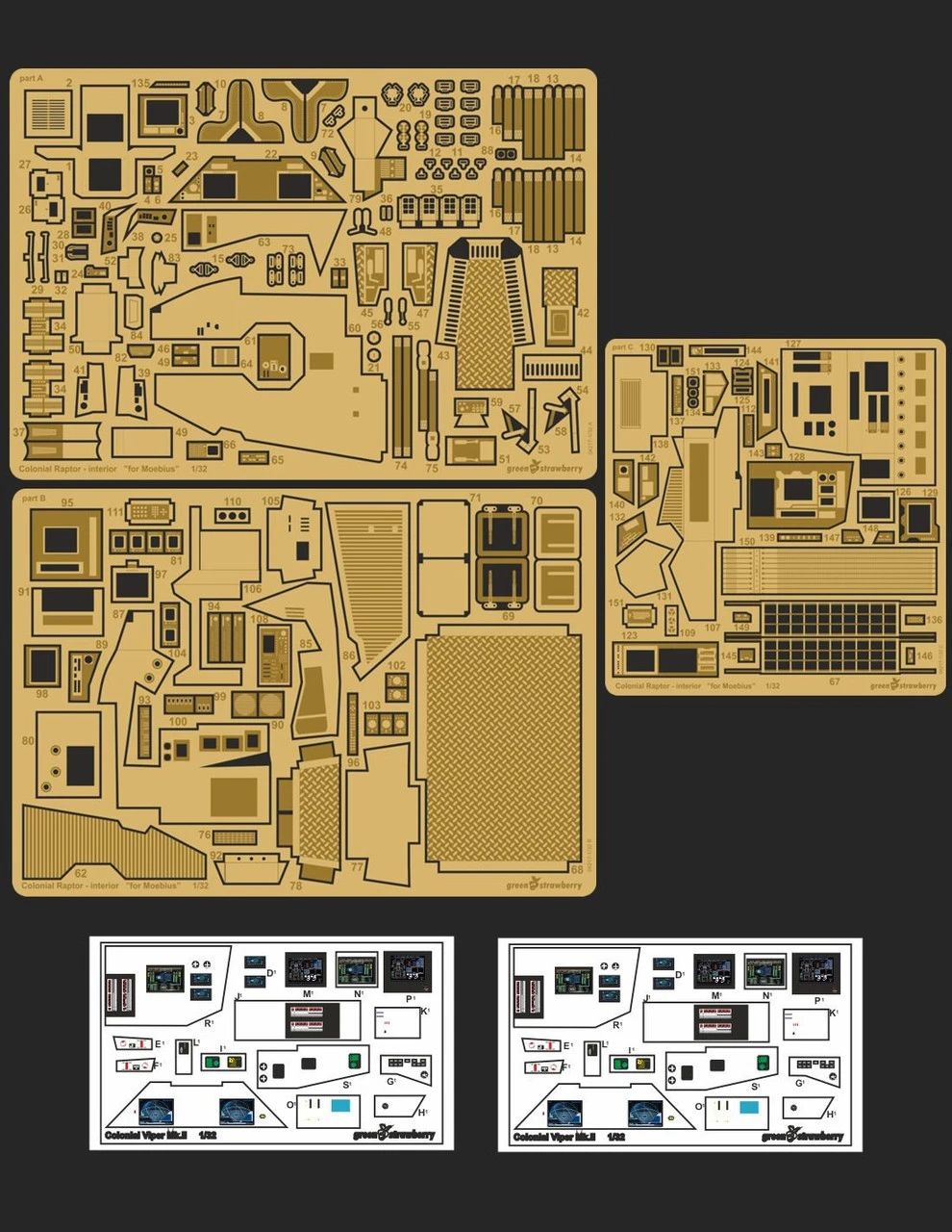 Green Strawberry 04217-1/32 Colonial Raptor – Interior Photoetch Set 1 Green Strawberry 04217-1/32 Colonial Raptor – Interior Photoetch Set