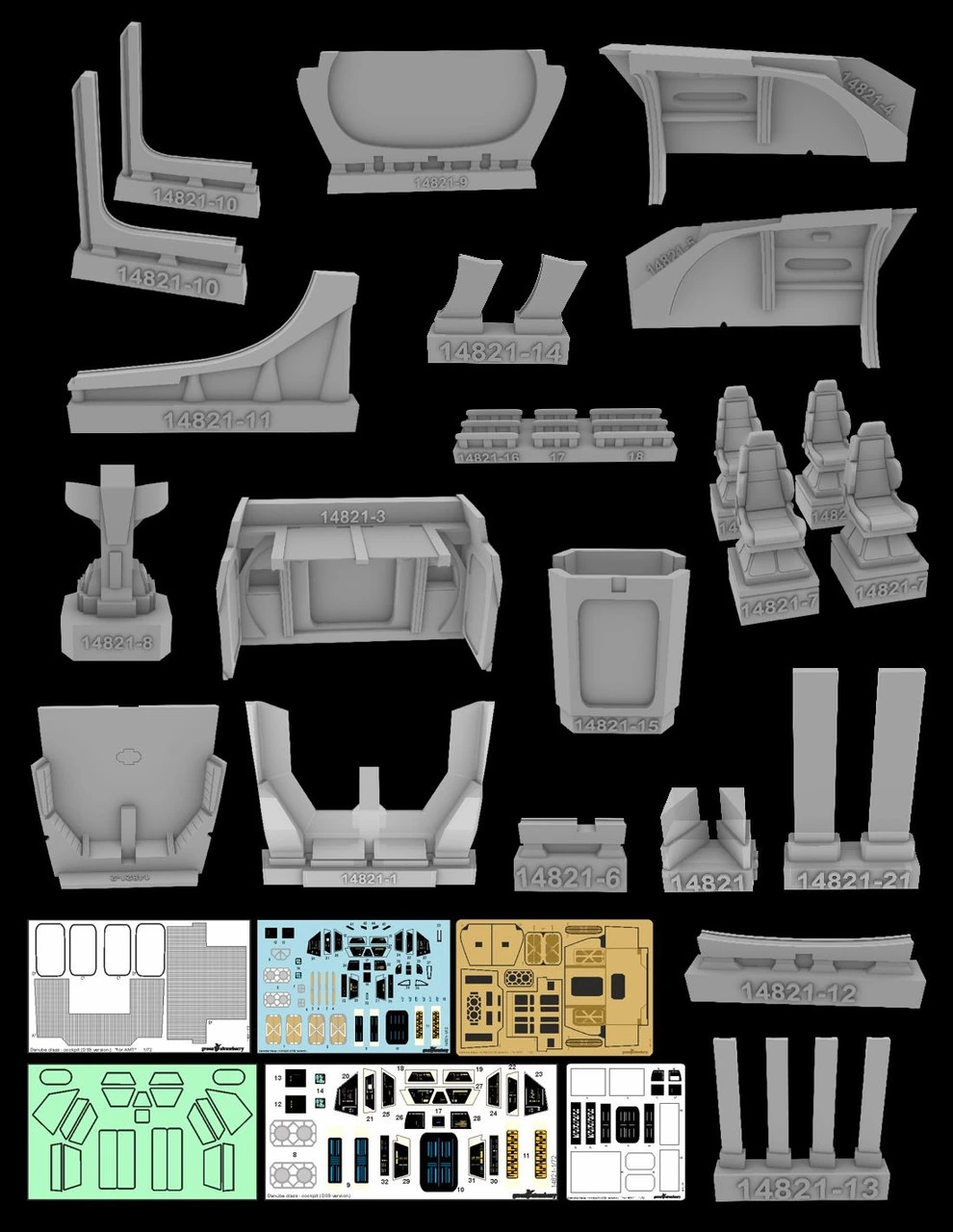 Green Strawberry 14821-1/72 - Danube Class - Cockpit (DS9 Version) Resin & Photoetch Set 1 Green Strawberry 14821-1/72 - Danube Class - Cockpit (DS9 Version) Resin & Photoetch Set