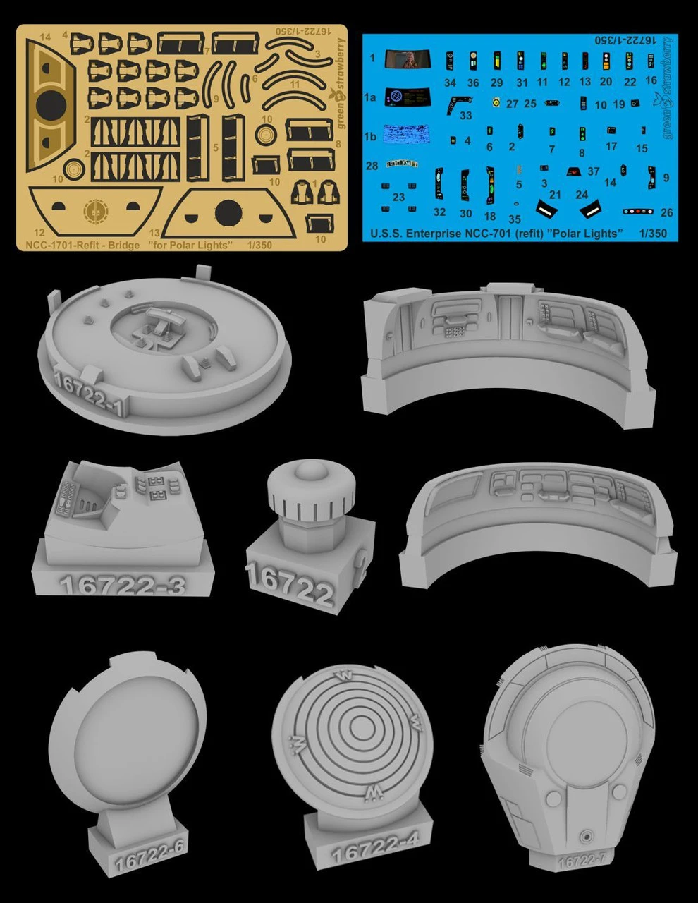 Green Strawberry 16722 - 1/350 NCC-1701 (refit) - Bridge Resin And Photoetch Set 1 Green Strawberry 16722 - 1/350 NCC-1701 (refit) - Bridge Resin And Photoetch Set