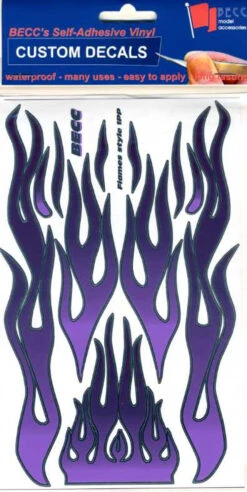 FLAMES PP - Light Purple, Dark Purple And Chrome Flames Type 1 Vinyl Detailing Sheet