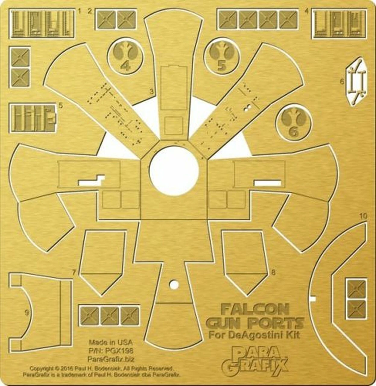 Paragrafix PGX198 - 1/43 DeAgostini Falcon Gun Ports Photoetch Set 2 Paragrafix PGX198 - 1/43 DeAgostini Falcon Gun Ports Photoetch Set - Image 2