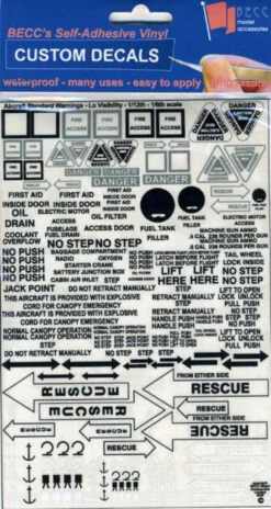 BECC SAWLV - Low Visibility Standard Aircraft Warnings Vinyl Detailing Sheet