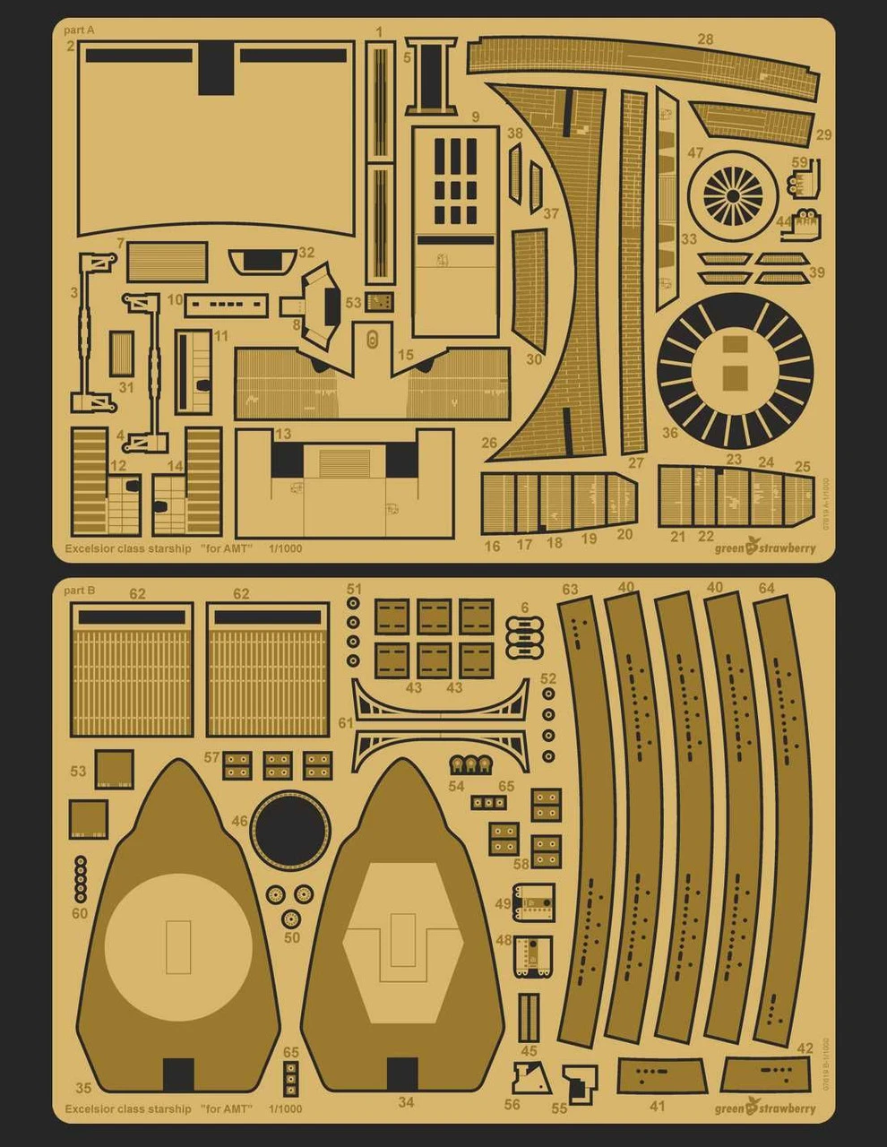 Green Strawberry 07619 - 1/1000 U.S.S. Excelsior NX/NCC-2000 Photoetch Set 1 Green Strawberry 07619 - 1/1000 U.S.S. Excelsior NX/NCC-2000 Photoetch Set
