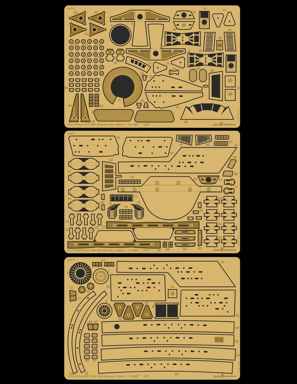 Green Strawberry 11720-1/537 U.S.S. Reliant NCC-1864 Miranda Class - Exterior Photoetch Set 1 Green Strawberry 11720-1/537 U.S.S. Reliant NCC-1864 Miranda Class - Exterior Photoetch Set